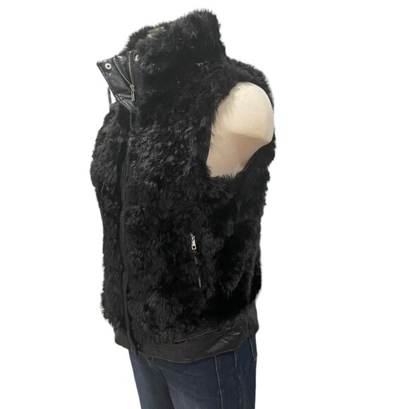 Chic Black Furry M Vest Zip-Up Winter Cozy Hippie Boho Chic Versatile Plush Warm - Picture 6 of 11